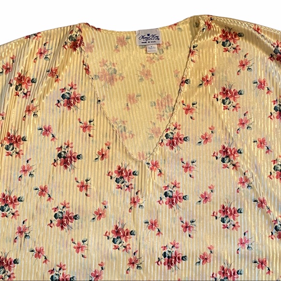 Nancy King Lingerie Yellow Pink Floral Silky Gown - Picture 2 of 9